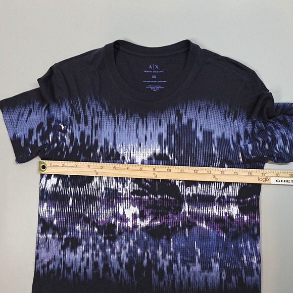 Armani Exchange Tee Mens XS Blue Abstract Print Pima Cotton Peru Fitted - Picture 9 of 12